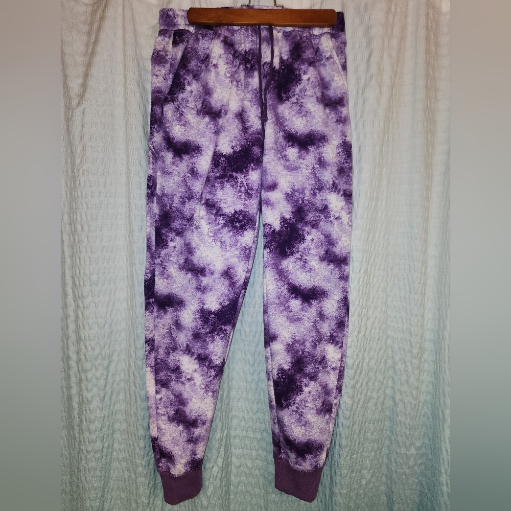 LuLaRoe Womens Purple And WhiteTie-Dye Joggers -Small